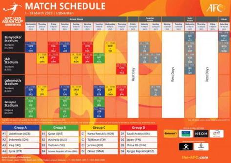 亚洲杯赛程2021赛程表图